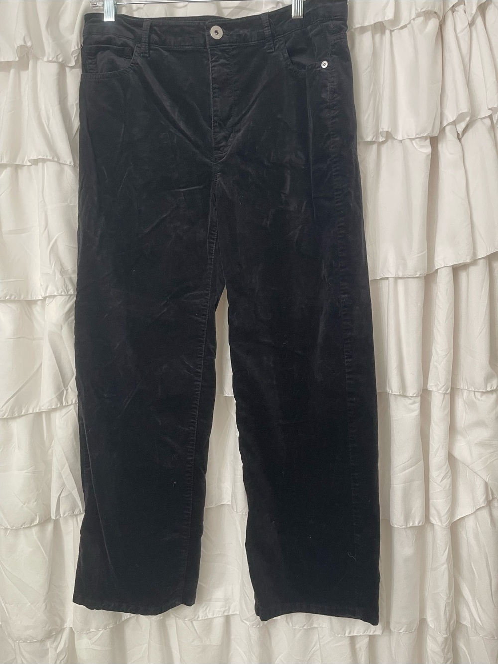 J. Jill Black Velvet Corduroy Straight-Leg Pants